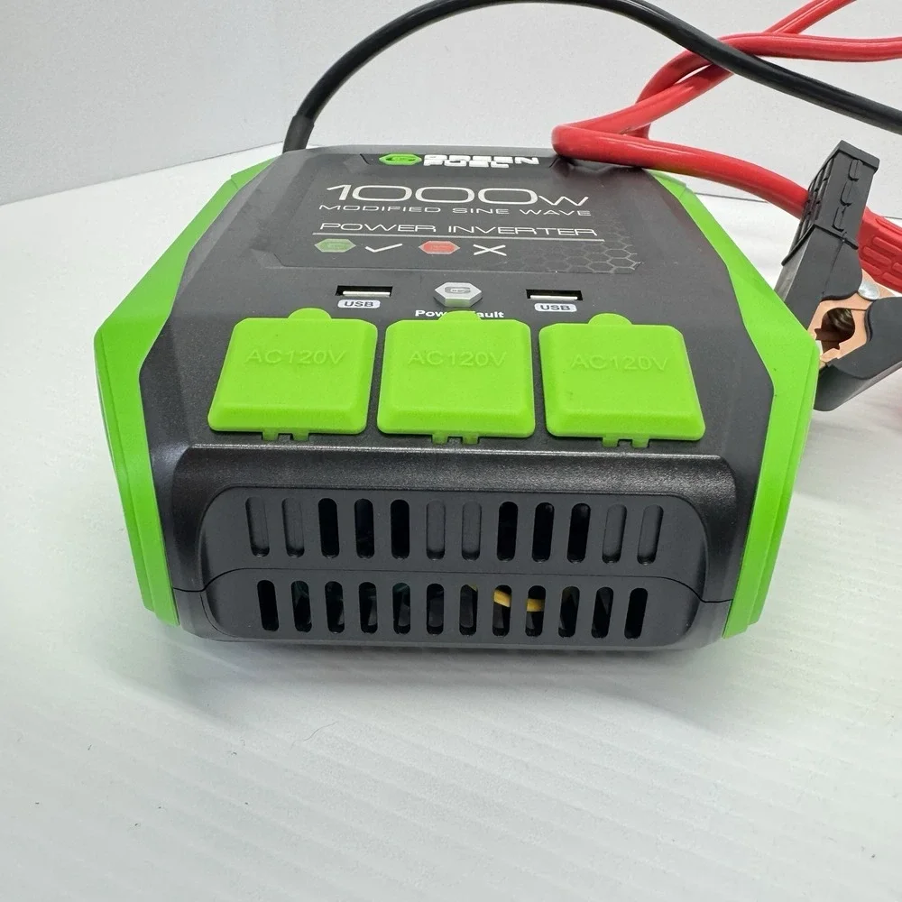 Green Fuel 1000W Power Inverter 12V DC to 120V AC Modified Sine Wave w/ USB